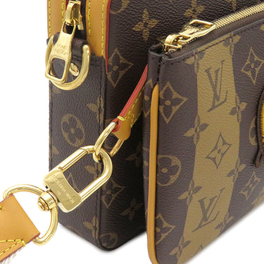 ルイヴィトン LOUIS VUITTON トリオ メッセンジャー M45965 モノグラム ストライプ モノグラムキャンバス モノグラムストライプキャンバス ショルダーバッグ ゴールド金具 茶 NIGOコラボ