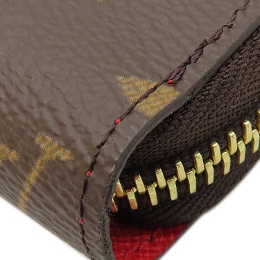 ルイヴィトン LOUIS VUITTON ジッピー ウォレット M41896 モノグラム×コクリコ モノグラムキャンバス 長財布 ゴールド金具 茶 赤 ラウンドファスナー