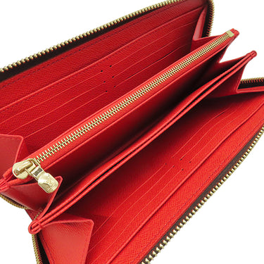 ルイヴィトン LOUIS VUITTON ジッピー ウォレット M41896 モノグラム×コクリコ モノグラムキャンバス 長財布 ゴールド金具 茶 赤 ラウンドファスナー