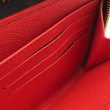 ルイヴィトン LOUIS VUITTON ジッピー ウォレット M41896 モノグラム×コクリコ モノグラムキャンバス 長財布 ゴールド金具 茶 赤 ラウンドファスナー