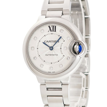 腕時計 カルティエ Cartier バロンブルー ドゥ カルティエ 33mm W4BB0021 自動巻き メンズ レディース 純正ダイヤ ギョウシェ 青針