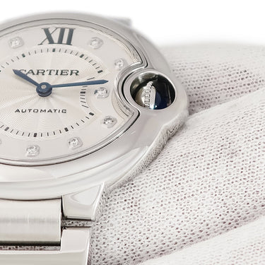 腕時計 カルティエ Cartier バロンブルー ドゥ カルティエ 33mm W4BB0021 自動巻き メンズ レディース 純正ダイヤ ギョウシェ 青針