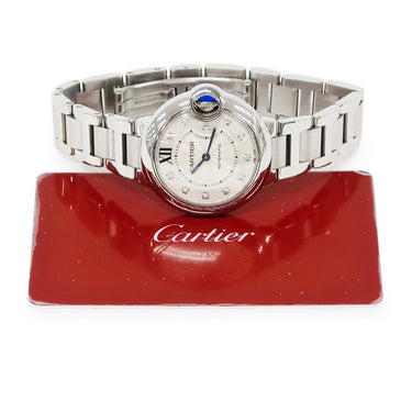 腕時計 カルティエ Cartier バロンブルー ドゥ カルティエ 33mm W4BB0021 自動巻き メンズ レディース 純正ダイヤ ギョウシェ 青針