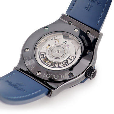 腕時計 ウブロ HUBLOT クラシックフュージョン セラミックブルー 542.CM.7170.LR 自動巻き メンズ 新品同様 デイト ブラック 黒 青