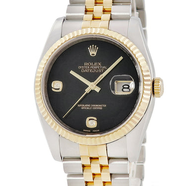 腕時計 ロレックス ROLEX デイトジャスト 36 116233 2BR V番 自動巻き メンズ V番 K18YG×SS コンビ 純正ダイヤ ブラック オニキス