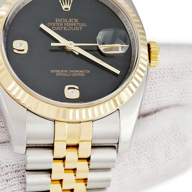 腕時計 ロレックス ROLEX デイトジャスト 36 116233 2BR V番 自動巻き メンズ V番 K18YG×SS コンビ 純正ダイヤ ブラック オニキス