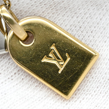 ルイヴィトン LOUIS VUITTON ナノグラム M63141 ゴールド×シルバー メタル GP ネックレス モノグラムフラワー ネームタグモチーフ