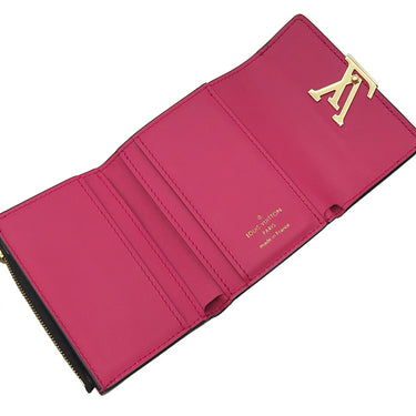 ルイヴィトン LOUIS VUITTON ポルトフォイユ カプシーヌ XS M68587 ノワール×ホットピンク レザー トリヨンレザー 三つ折り財布 ゴールド金具