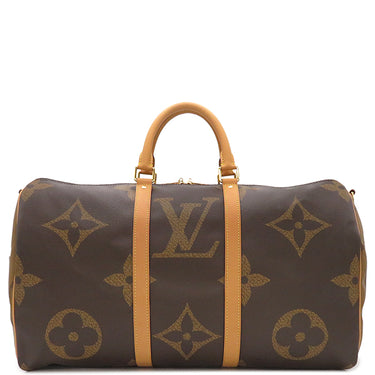 ルイヴィトン LOUIS VUITTON キーポル バンドリエール50 M44739 モノグラムジャイアントリバース レザー モノグラムジャイアントリバースキャンバス ボストンバッグ ゴールド金具 茶
