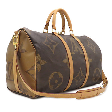 ルイヴィトン LOUIS VUITTON キーポル バンドリエール50 M44739 モノグラムジャイアントリバース レザー モノグラムジャイアントリバースキャンバス ボストンバッグ ゴールド金具 茶