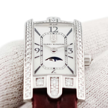 腕時計 ハリーウィンストン Harry Winston アヴェニュー C ミニ ムーンフェイズ AVCQMP16WW001 クオーツ レディース K18WG無垢 純正ダイヤ