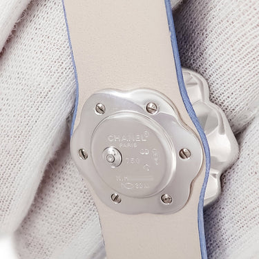 腕時計 シャネル CHANEL カメリア H1190 クオーツ レディース メーカーOH済 K18WG無垢 純正ダイヤ&ブラックダイヤ 花
