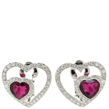 フレッド FRED プリティウーマン ホワイトゴールド K18WG ルベライト ダイヤモンド ピアス ハートカット ルベライト ダイヤモンド 750 18K WG