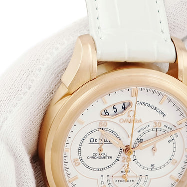 腕時計 オメガ OMEGA デ ヴィル コーアクシャル クロノスコープ 422.53.41.50.04.001 自動巻き メンズ K18RG無垢 クロノグラフ 白