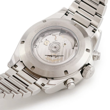 腕時計 ロンジン LONGINES コンクエスト クロノグラフ L3.835.4.02.6 自動巻き メンズ シルバー グリーン スモールセコンド