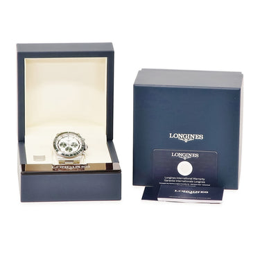 腕時計 ロンジン LONGINES コンクエスト クロノグラフ L3.835.4.02.6 自動巻き メンズ シルバー グリーン スモールセコンド