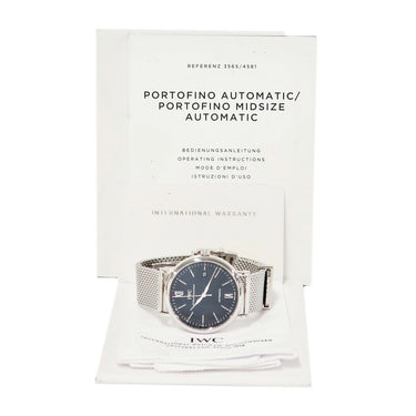 腕時計 IWC IWC ポートフィノ オートマティック IW356506 自動巻き メンズ ブラック デイト バー ローマン メッシュブレス