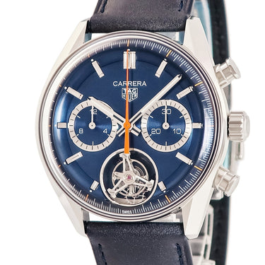 腕時計 タグホイヤー TAG Heuer カレラ トゥールビヨン クロノグラフ CBS5010.FC6543 自動巻き メンズ 未使用 ブルー オープンハート