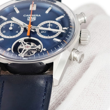 腕時計 タグホイヤー TAG Heuer カレラ トゥールビヨン クロノグラフ CBS5010.FC6543 自動巻き メンズ 未使用 ブルー オープンハート