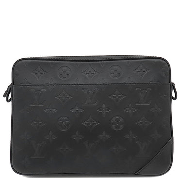 ルイヴィトン LOUIS VUITTON トリオ メッセンジャー M46602 ブラック レザー モノグラムシャドウレザー ショルダーバッグ ブラック金具 黒 斜め掛け