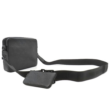 ルイヴィトン LOUIS VUITTON トリオ メッセンジャー M46602 ブラック レザー モノグラムシャドウレザー ショルダーバッグ ブラック金具 黒 斜め掛け
