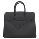 エルメス HERMES シャドーバーキン35 ブラック ヴォースイフト ハンドバッグ シルバー金具 黒