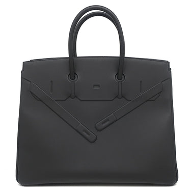 エルメス HERMES シャドーバーキン35 ブラック ヴォースイフト ハンドバッグ シルバー金具 黒