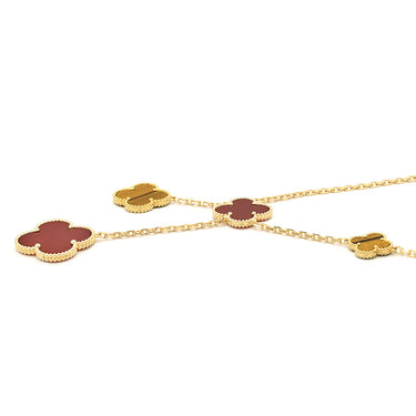 ヴァンクリーフアーペル Van Cleef & Arpels マジックアルハンブラ 6モチーフ VCARN5JP00 イエローゴールド K18YG カーネリアン タイガーズアイ ネックレス カーネリアン タイガーズアイ 赤 茶 750 18K YG
