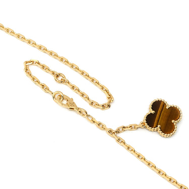ヴァンクリーフアーペル Van Cleef & Arpels マジックアルハンブラ 6モチーフ VCARN5JP00 イエローゴールド K18YG カーネリアン タイガーズアイ ネックレス カーネリアン タイガーズアイ 赤 茶 750 18K YG