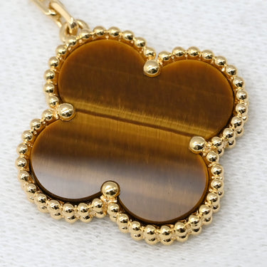 ヴァンクリーフアーペル Van Cleef & Arpels マジックアルハンブラ 6モチーフ VCARN5JP00 イエローゴールド K18YG カーネリアン タイガーズアイ ネックレス カーネリアン タイガーズアイ 赤 茶 750 18K YG