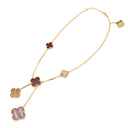 ヴァンクリーフアーペル Van Cleef & Arpels マジックアルハンブラ 6モチーフ VCARN5JP00 イエローゴールド K18YG カーネリアン タイガーズアイ ネックレス カーネリアン タイガーズアイ 赤 茶 750 18K YG