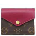 ルイヴィトン LOUIS VUITTON ポルトフォイユ ゾエ M62932 フューシャ モノグラムキャンバス レザー 三つ折り財布 ゴールド金具 茶 ピンク