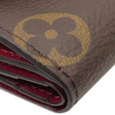 ルイヴィトン LOUIS VUITTON ポルトフォイユ ゾエ M62932 フューシャ モノグラムキャンバス レザー 三つ折り財布 ゴールド金具 茶 ピンク