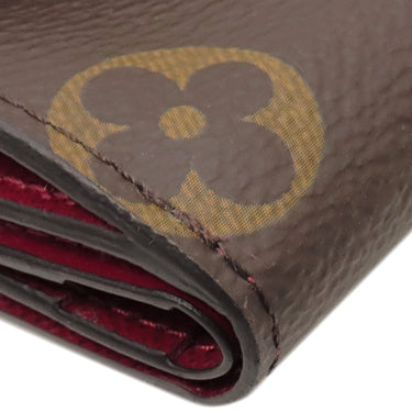 ルイヴィトン LOUIS VUITTON ポルトフォイユ ゾエ M62932 フューシャ モノグラムキャンバス レザー 三つ折り財布 ゴールド金具 茶 ピンク