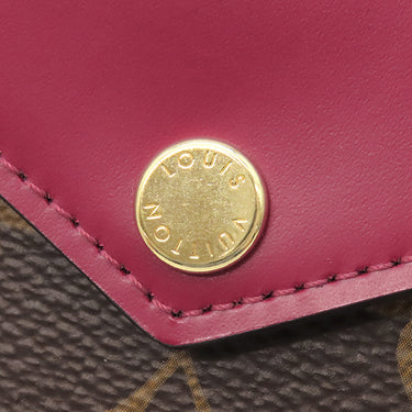 ルイヴィトン LOUIS VUITTON ポルトフォイユ ゾエ M62932 フューシャ モノグラムキャンバス レザー 三つ折り財布 ゴールド金具 茶 ピンク