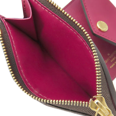 ルイヴィトン LOUIS VUITTON ポルトフォイユ ゾエ M62932 フューシャ モノグラムキャンバス レザー 三つ折り財布 ゴールド金具 茶 ピンク