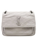 サンローラン SAINT LAURENT ニキ チェーンショルダー 498894 グレー カーフ ショルダーバッグ ガンメタル金具 肩掛け