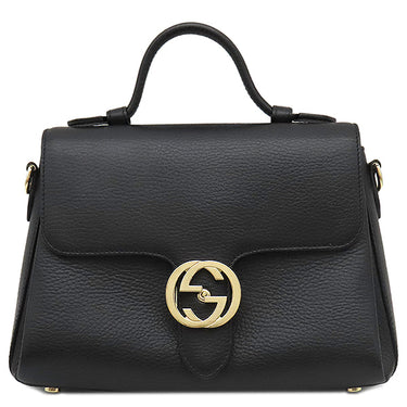 グッチ GUCCI インターロッキングG チェーンショルダー 510302 ブラック レザー 2WAYバッグ ゴールド金具 黒 ハンドバッグ ショルダー アウトレット品