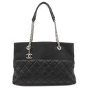 シャネル CHANEL マトラッセ チェーン トート ブラック ラムスキン トートバッグ シルバー金具 黒 ココマーク