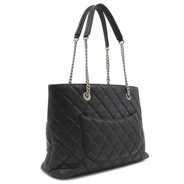 シャネル CHANEL マトラッセ チェーン トート ブラック ラムスキン トートバッグ シルバー金具 黒 ココマーク