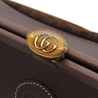 グッチ GUCCI ヴィルゴ GG 726428 ブラウン レザー スウェード 2WAYバッグ ゴールド金具 茶 シェリーライン がま口バッグ Virgo