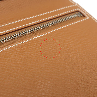 エルメス HERMES ベアンスフレ ゴールド ヴォーエプソン 長財布 シルバー金具 茶 二つ折り財布