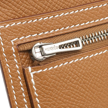 エルメス HERMES ベアンスフレ ゴールド ヴォーエプソン 長財布 シルバー金具 茶 二つ折り財布