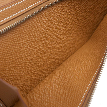 エルメス HERMES ベアンスフレ ゴールド ヴォーエプソン 長財布 シルバー金具 茶 二つ折り財布