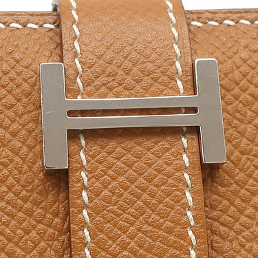 エルメス HERMES ベアンスフレ ゴールド ヴォーエプソン 長財布 シルバー金具 茶 二つ折り財布