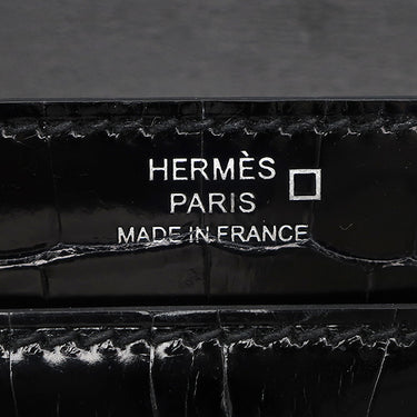 エルメス HERMES ヴェルー チェーン ミニ ブラック アリゲーター ショルダーバッグ シルバー金具 黒 シャイン
