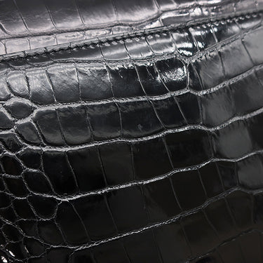 エルメス HERMES ヴェルー チェーン ミニ ブラック アリゲーター ショルダーバッグ シルバー金具 黒 シャイン