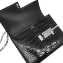 エルメス HERMES ヴェルー チェーン ミニ ブラック アリゲーター ショルダーバッグ シルバー金具 黒 シャイン