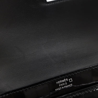 エルメス HERMES ヴェルー チェーン ミニ ブラック アリゲーター ショルダーバッグ シルバー金具 黒 シャイン