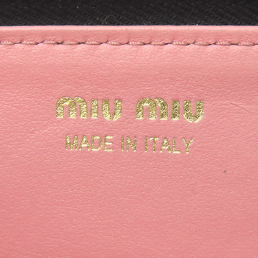 ミュウミュウ MIU MIU リボン付き キーケース 2B61 ブラック カーフ キーケース ゴールド金具 黒 ピンク 小銭入れ